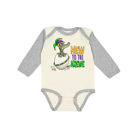 Inktastic New to the Krewe Mardi Gras Baby Alligator Boys or Girls Long Sleeve Baby Bodysuit