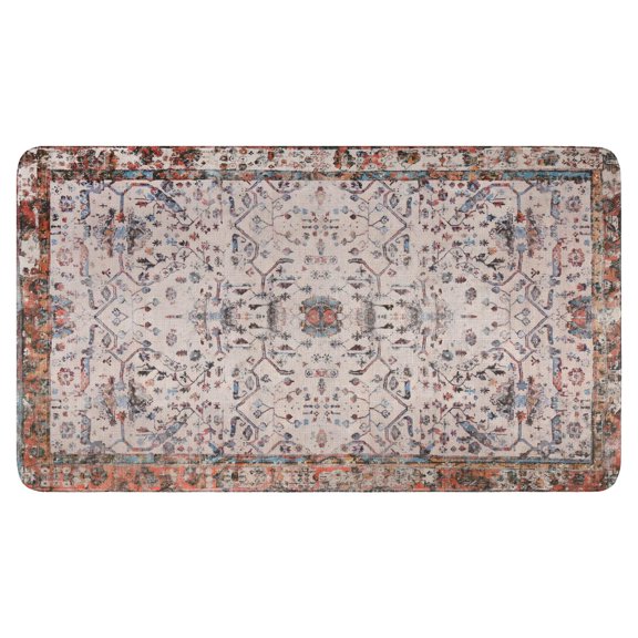 Retro Door Mat, 17 X 30 Inch Bohemian Vintage Pink Carpet Welcome Doormat Decorative Home Floor Mat, Non Slip Rubber Back and Strong Water Absorption for Outdoor Indoor Entrance Decor