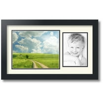 ArtToFrames Collage Photo Picture Frame with 1 - 8x10, 5x7" Openings, Framed in Black with Brilliant White and Black Mats (CDM-3926-190)