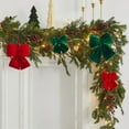 thumbnail image 4 of Large Green Velvet Christmas Bow – 3D Hanging Ornament with Gold Trim for Tree, Wreaths, Gift Wrapping & Holiday Decoration, 4 of 5