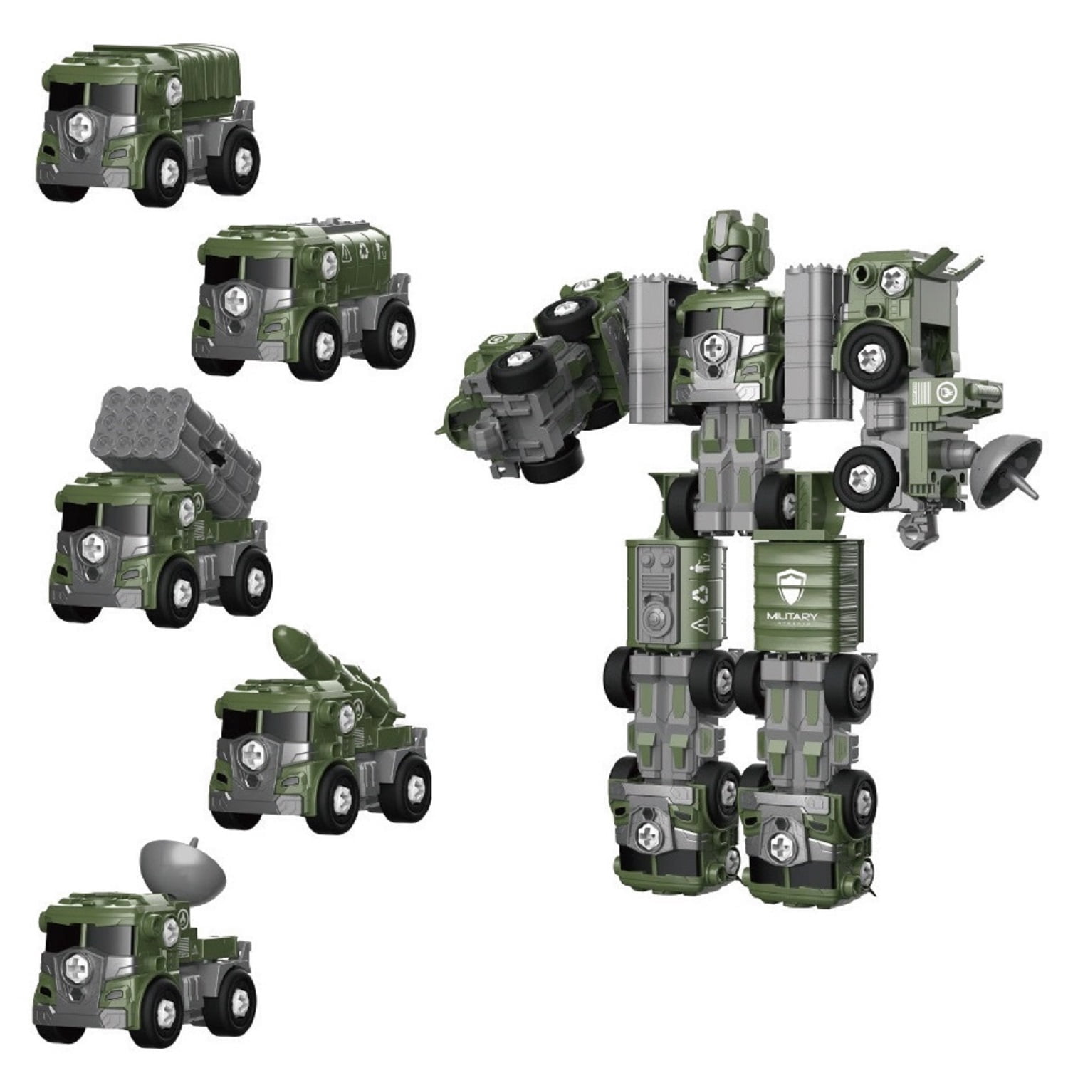 Transform Robot Toys for Boys 3-6 Year Old, 5 in 1 STEM Building Toys Cars for Toddler Boys Girls Gifts, Green