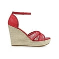 thumbnail image 3 of BLISSFUL STEP Women's Espadrille Wedge Heel Wedge Sandals Red 9, 3 of 8