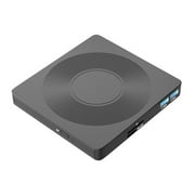 Six in One USB and Type C External Optical Drive With Dual USB 3.0 Ports, SD and TF Card Readers, DVD and CD Burning and Reading, High Speed Data Transfer, Windows macOS Compatible