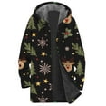 thumbnail image 5 of Jacket Women Longline Jackets Christmas Print Winter Cozy Lined Full Zip Outerwear for Cold Weather Coats for Women Black L, 5 of 5