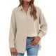 thumbnail image 2 of Craaazy Women's Relaxed Fit Collared Blouse, Solid Color Long Sleeve Button Down Top, Loose Comfy Cotton Casual Shirt for Spring & Fall Gifts, 2 of 5