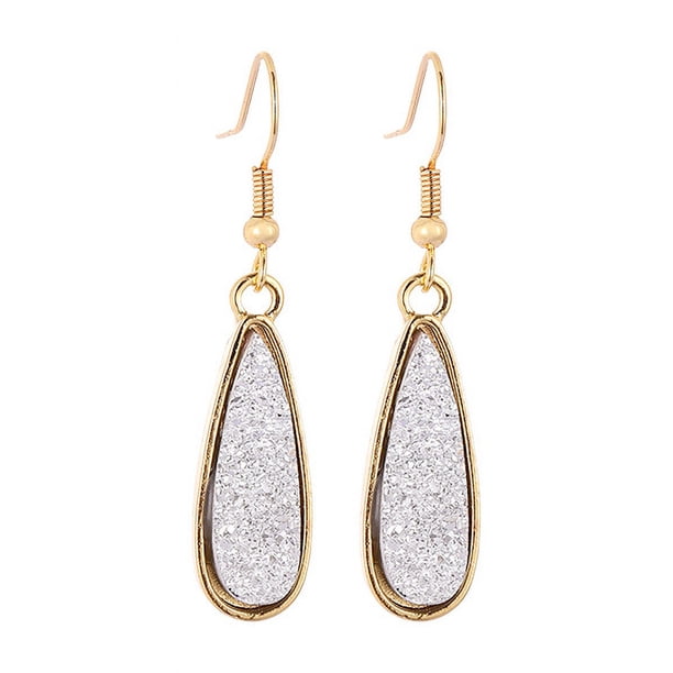 Pendientes europeos y americanos de moda, sencillos, de resina, con forma de diente de cristal, con personalidad, dulces y largos pendientes de gota de agua