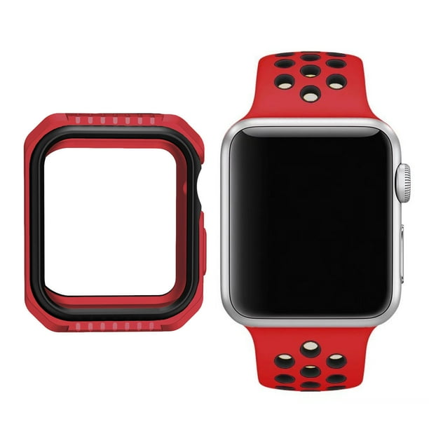 Uped Silicone Sports Strap Watch Band Cover Case For Apple Watch Series 3 2 1 Red Black 38mm M L Walmart Com Walmart Com