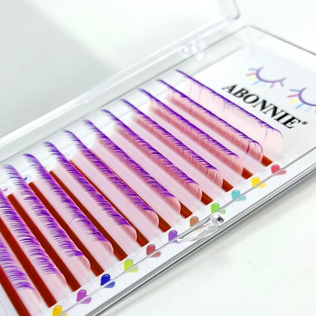 ABONNIE Extensiones de pestañas con volumen clásico de color ombré, pestañas de colores esponjosas hechas a mano, suministros de volumen