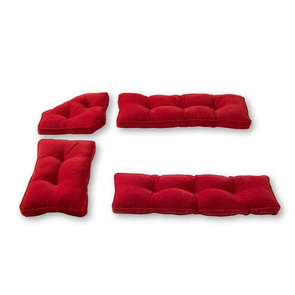 Greendale Home Fashions Ensemble de Coussins de Coin Cuisine 4 Pcs, Cramoisi