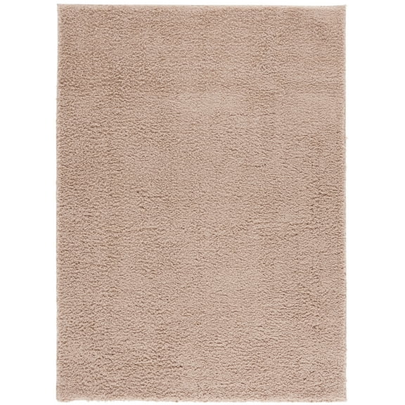 SAFAVIEH Rumi Blaire Solid Polyester Shag Area Rug, Beige, 5'3" x 7'6"