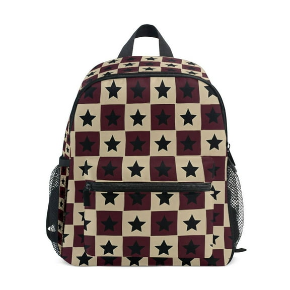 FORMRS School Backpack with Front Zippered Pocket 12" Elementary Student Travel Daypack, Checkered Stars Pattern