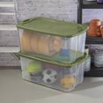 thumbnail image 2 of Sterilite 114 Liter EZ Carry, Extra Large Clear Plastic Storage Bin with Full-Grip Handles and Green Lid, 2 of 9