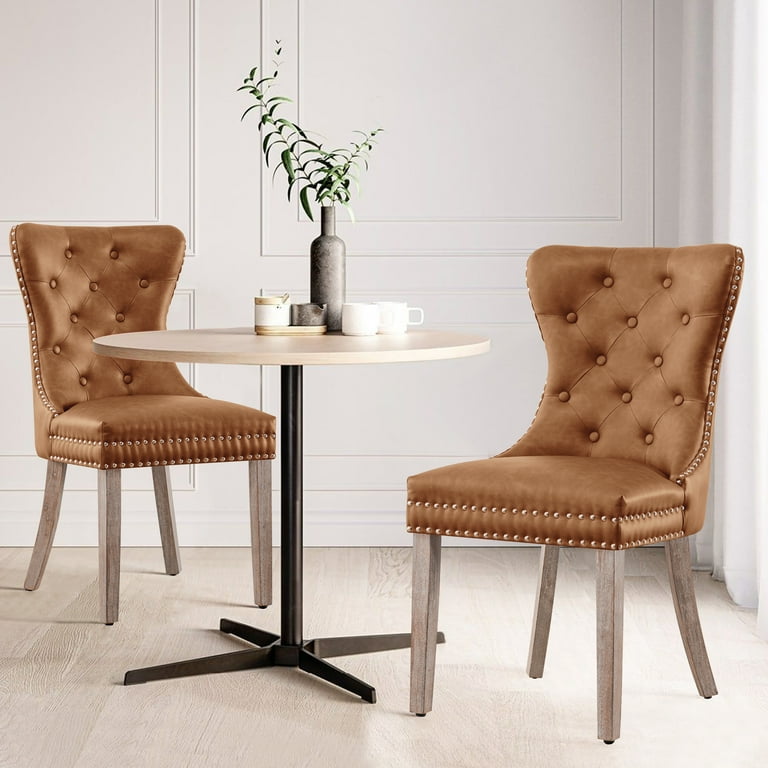 Subrtex(Set of 2)Faux Leather Upholstered Button Nailhead Wingback Dining  Chair - On Sale - Bed Bath & Beyond - 37185923