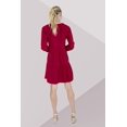 thumbnail image 3 of Miss Lavish London V Neck Dress With Long Sleeves Casual Long Sleeve Dress for Women Wine Red-XL, 3 of 5