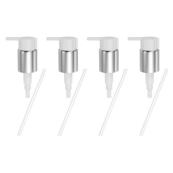 4 Pcs Soap Dispenser Pump Heads, Hand Soap Dispensers Top Pumps Replacement Clip-on Pumphead for Standard 24/410 Neck Size Bathroom Lotion Shampoo Bottle, Silver White