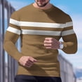 thumbnail image 4 of Mens Waffle Knit Shirt Striped Graphic Long Sleeve Thermal Pullover Stretch Crewneck Top Gym Loungewear, 4 of 5