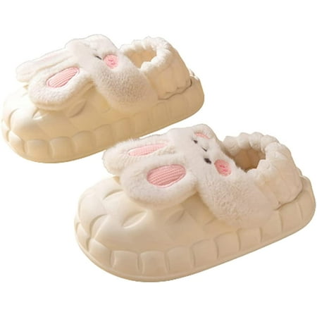 

CoCopeaunt Women Cute Rabbit Bunny Warm Fluffy Faux Fur Plush House Shoes Anti-slip Waterproof Soft Indoor Slippers Winter Outdoor Men Home Slippers