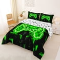 thumbnail image 2 of jejeloiu Pixel Checked Console Full Size Comforter Sets,Abstract Geometric Plaid Bedding Sets For Boys Teens Reversible 3-Piece, 2 of 7