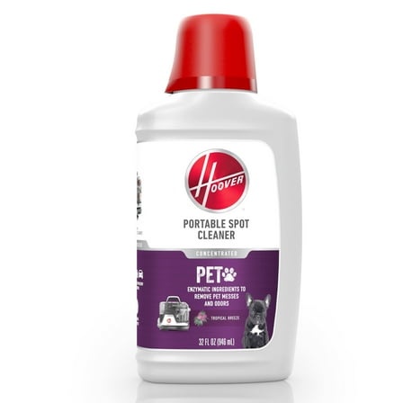 Hoover Pet Portable Spot Carpet Cleaner Solution, Tropical Breeze Scent, for Carpet, Upholstery, and Stairs, Pet Stain and Odor Remover, Safe Ingredients, AH30940, 32 fl Oz.
