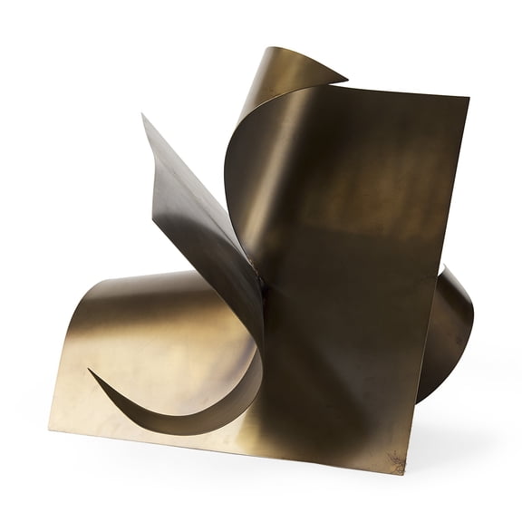 HomeRoots 392543 18 in. Contempo Abstract Sculpture, Antiqued Gold & Copper