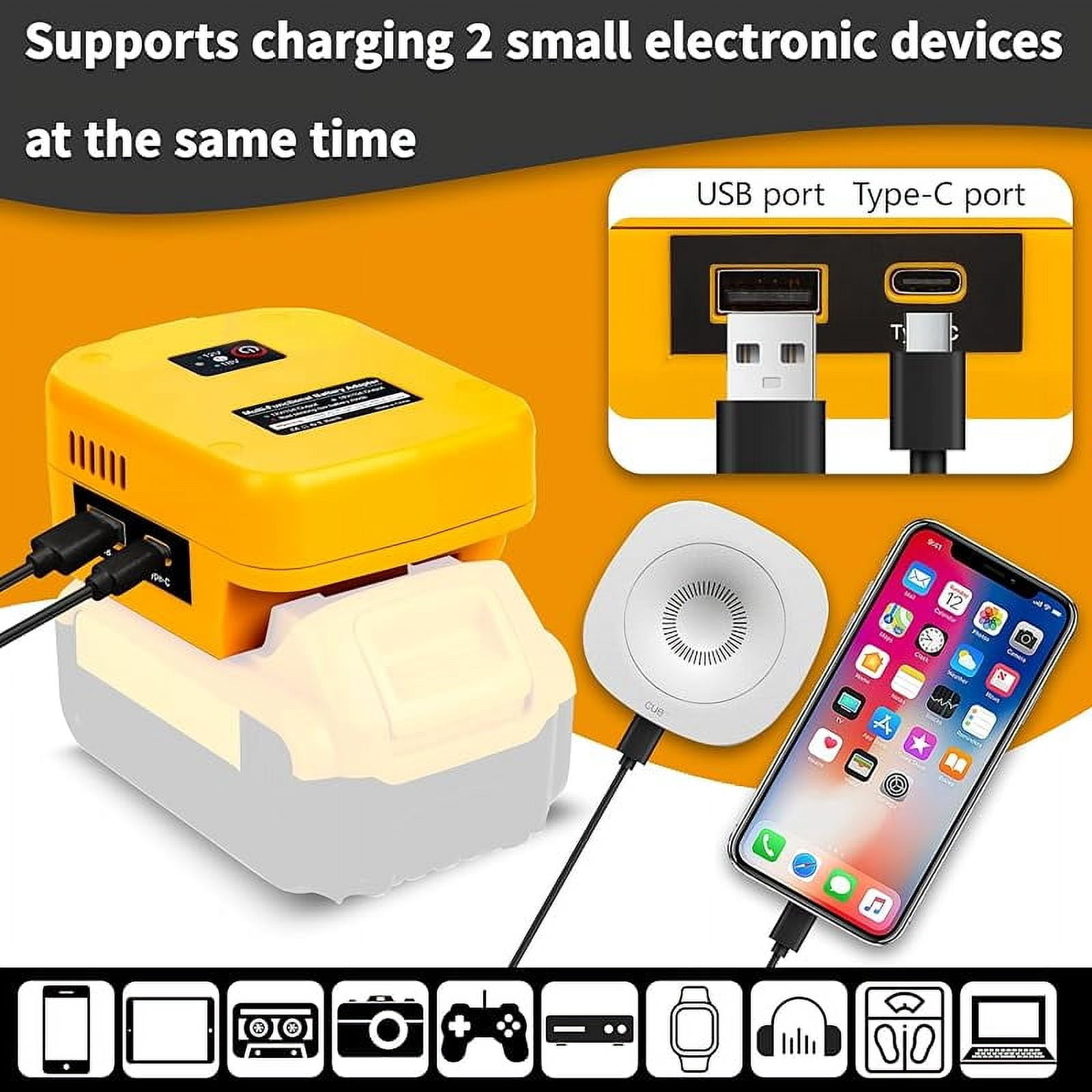 for Power Wheels Battery Adapter Compatible with Dewalt 20V Max Battery, 20V to 12V Step Down Power Converter with USB & Type C, XT60 Ports for RC Cars, DIY, Car Appliance (1 Pack)