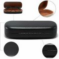 thumbnail image 3 of Estuche para gafas de cuero de 2 piezas, estuche para gafas, estuche rígido, protección solar, para hombres, mujeres, niños, negro, beige, talla única, 3 of 5