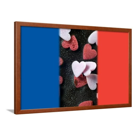 Chocolate Brownie Cake with Flag of France for Pray for Paris Concept Framed Print Wall Art By