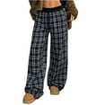 thumbnail image 7 of Cozyvia Women's Plaid Checkered Pants Flannel Pajama Pants Low Rise Stretchy Pajama Pants Lounge Wide Leg Baggy Sweatpants with Pockets - Black S, 7 of 7