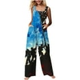 thumbnail image 2 of Wiyuqeen Independence Day Overalls for Women Summer Sleeveless Cotton Linen Bib Overalls Vintage 4th of July Wide Leg Jumpsuits with Pocket, 2 of 8