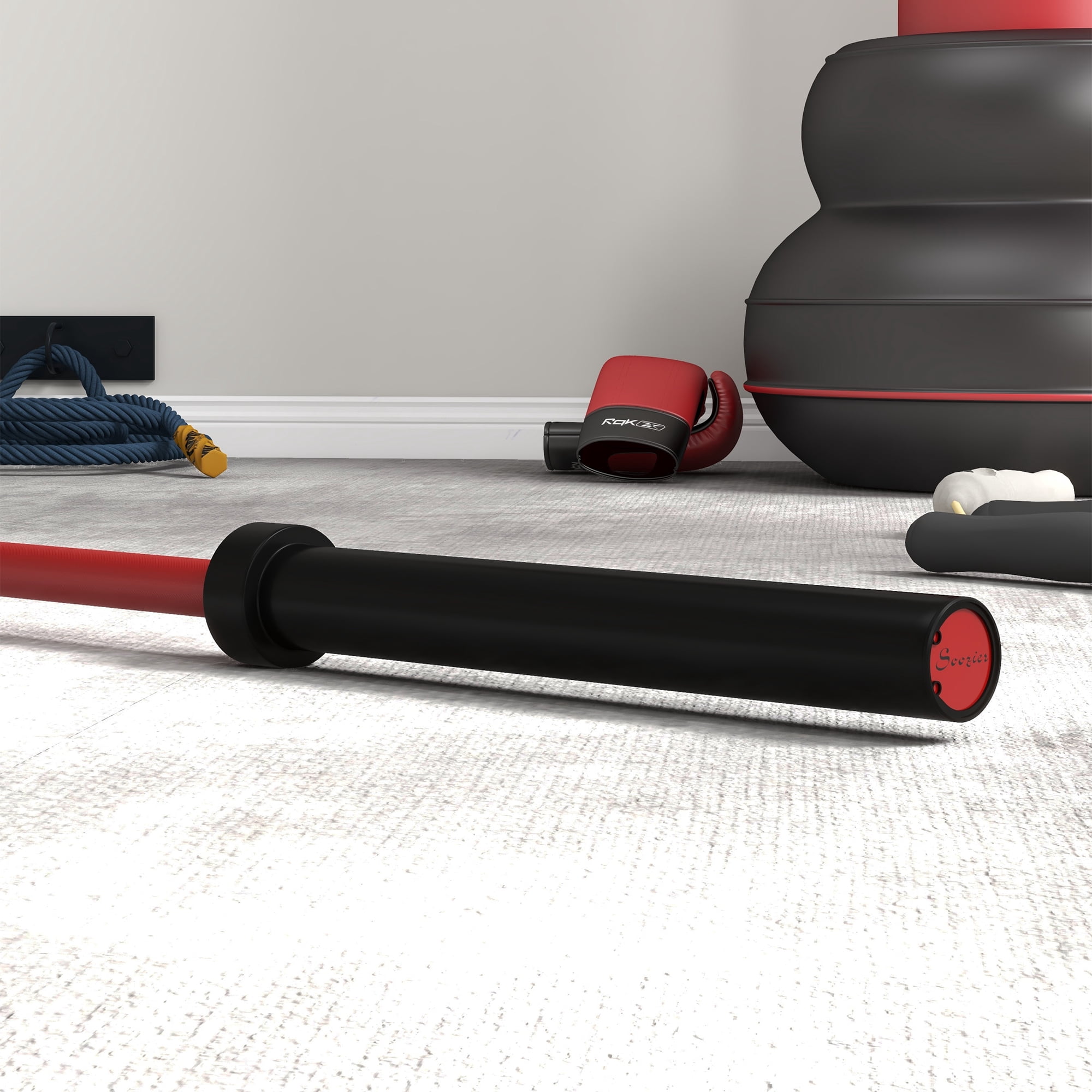 Soozier 7.2ft Weight Bar, Bench Press Bar with Rotating Sleeves, 1500lbs Weight Capacity, Red