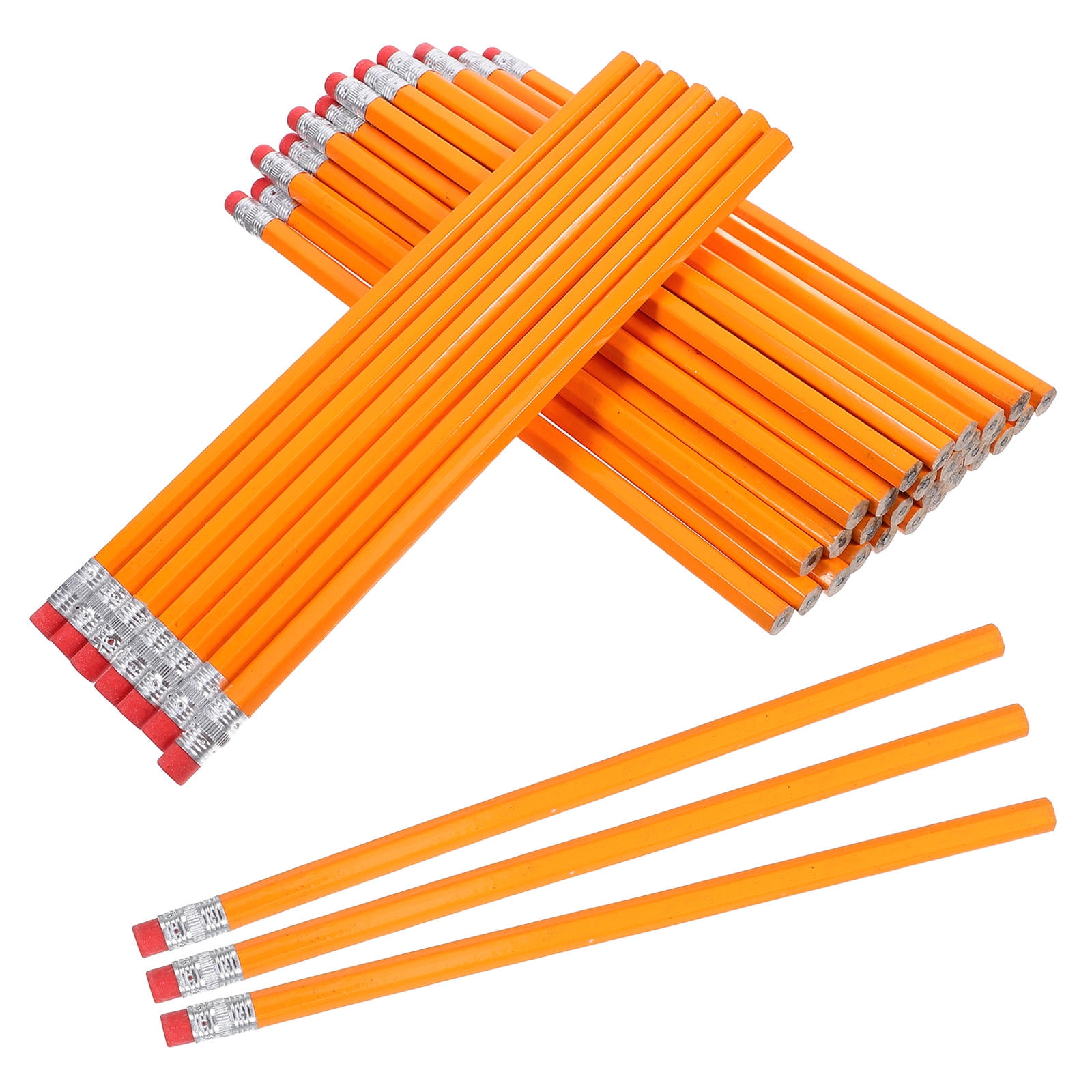 WHAMVOX Wood pencils with Erasers for Writing Use Orange Color Great for Students and Professionals 100 Pieces