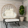thumbnail image 3 of FKSLIFE 2 Person Wicker Egg Chair With Ottoman Cushion Large Egg Basket Chair With Footrest For Outdoor Indoor Patio Balcony Garden, 3 of 9