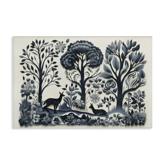 Stupell Industries Boho Forest Creatures Landscape Painting Gallery Wrapped Canvas Art Print Wall Art, 24 x 16