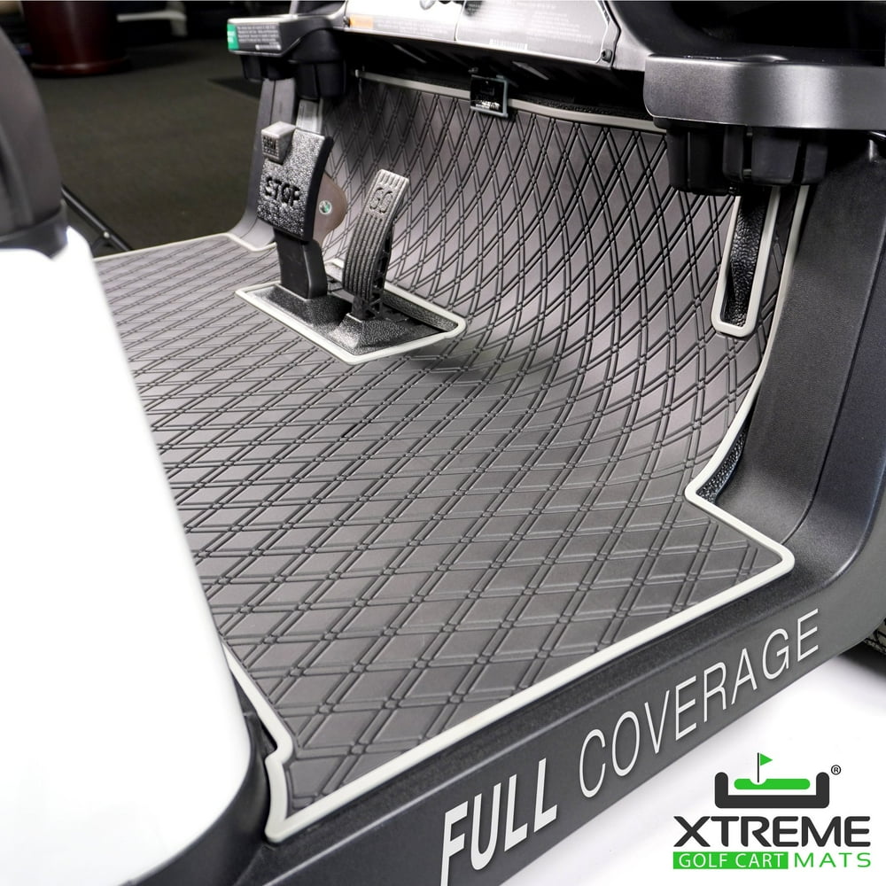 Xtreme Mats Full Coverage Golf Cart Floor Liner Mat Black with Grey ...