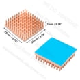 thumbnail image 3 of Free Ship 25*25*7mm Square Pure Copper Pin Fins Heatsink Radiator Cooler With Thermal Conductive Adhesive Pad For Electronics IC With Pad 1pcs, 3 of 6