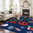 thumbnail image 2 of Rectangle Area Rugs 8 x 10 Ft, Blue Christmas Non-Slip Residential Carpet, Winter Xmas Sbowflakes Snowmans Cartoon Indoor Crawling Mats Runner Rugs for Living Room/Dining Room/Bedroom, 2 of 8