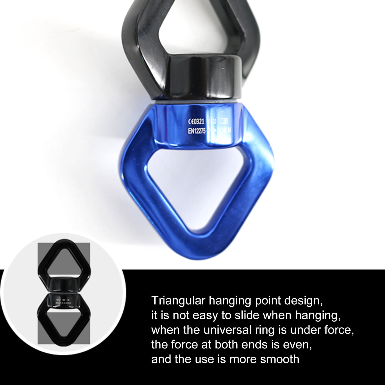 SPRING PARK Safety Rotational Device, Aluminum Alloy Double-Ball Bearing Swivel, Minimum Breaking Strength 30 kN, Spins & Rotates 363° For Smooth Rope Climbing, Hiking & Exercise