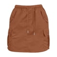 thumbnail image 6 of Women's High Waisted Drawstring Cargo Mini Skirt with Multi Pockets, Casual Lightweight Utility Short Skirt for Daily & Outdoor Wear Camel S, 6 of 9