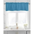 thumbnail image 2 of Teal Blue Linen Curtain Valance for Bedroom/Bathroom/Kitchen/Living/Dining Room Window,Modern Abstract Minimalist Coastal Ocean Wave Color Pocket Topper Drapes Decorative Cafe Drapery Panel 54"x18", 2 of 6