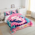 thumbnail image 3 of Manfei Kids Children Cartoon Axolotl 3 Pieces Queen Comforter Set,Kawaii Marine Animal Ultra Soft Bedding Sets,Cute Salamander Bedding Comforter Set Breathable,Super Cozy Room Decor,Reversible, 3 of 8