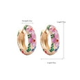 thumbnail image 6 of Vintage Enamel Flowers Cute Huggies Hoop Earrings for Women Classic Colorful Engraved Round Circle Ear Buckle Retro Brincos, 6 of 7