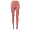 thumbnail image 2 of A2Y Women's Solid Basic Cotton Fitted Full Length Moto Leggings Dusty Rose S, 2 of 5