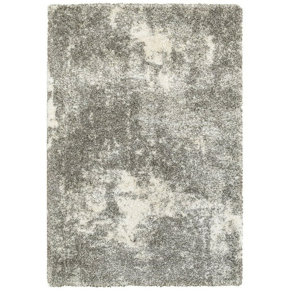 Oriental Weavers Henderson Shag Area Rug - 5503H - 1'10" x 3'3" - in Grey/ Ivory - Plush Soft Shag, Modern Style, Stain Resistant, Cushion Feel, Entryway, Bathroom Accent Rug