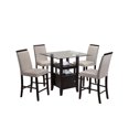 Lenn 5 Piece Counter Height Dining Set 35 Square Transitional Cappuccino Table With Beveled 9582