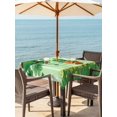 thumbnail image 2 of St. Patrick's Day Outdoor Tablecloth - 54x54 Inch Square Dining Table Cover, Spring Shamrock Leaves Gnomes Flower Green Waterproof Outdoor Table Cloth with Umbrella Hole & Zipper for Picnic/Patio, 2 of 7