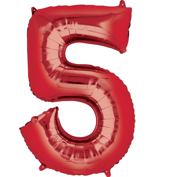 34'' Metallic Balloon : 5 red