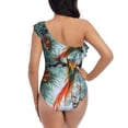 thumbnail image 5 of Sikiie Colorful Birds Pine Branch Print Women One Piece Swimsuits Tummy Control One Shoulder Bathing Suits Ruffle Swimwear, From S to XXL-Small, 5 of 6