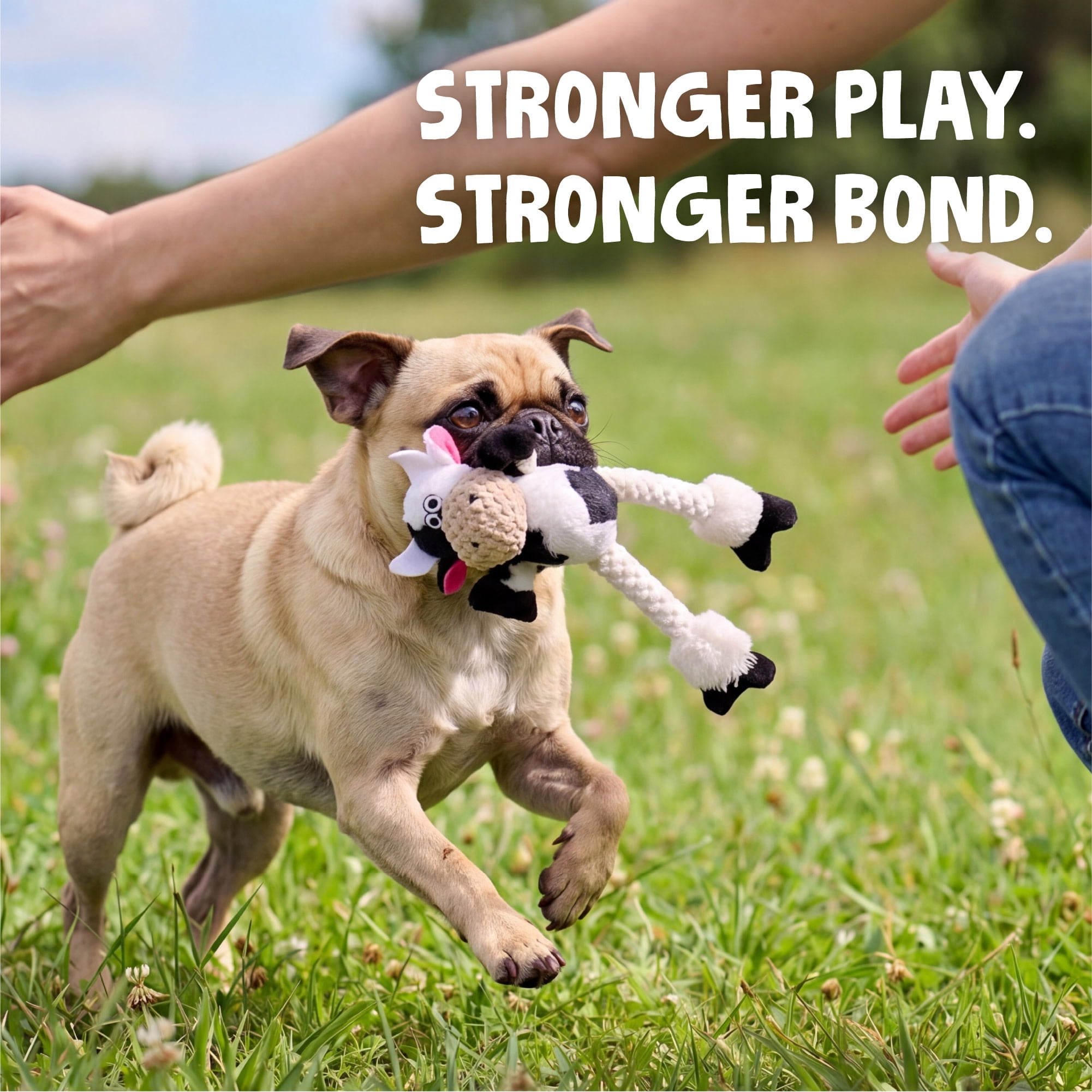goDog Checkers Skinny Cow Squeaky Plush Dog Toy With Chew Guard Technology, Mini