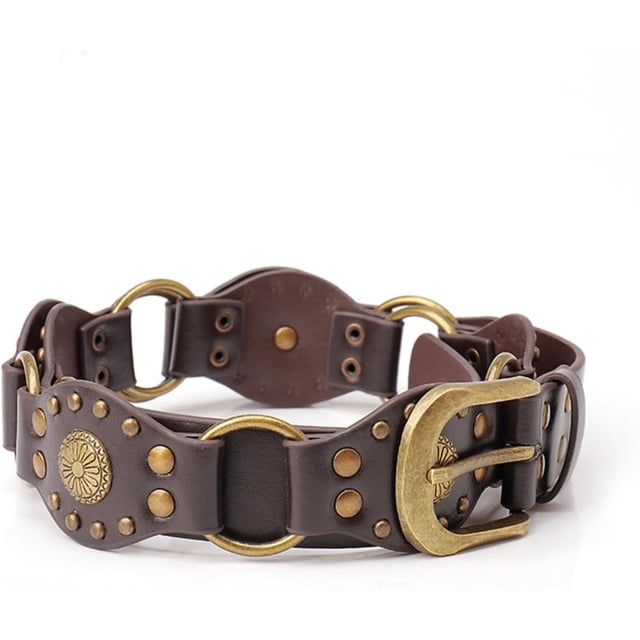 Cinturón de cuero estilo bohemio ancho para mujer con disco accesorios vintage western Y2K grunge resistente 时髦 y elegante faldas vestidos pantalones atuendos casuales playa compras citas streetwear