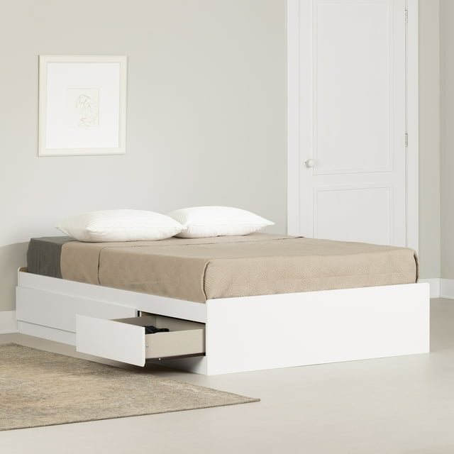 South Shore Fusion Full Mates Bed with 3 Drawers, in Pure White